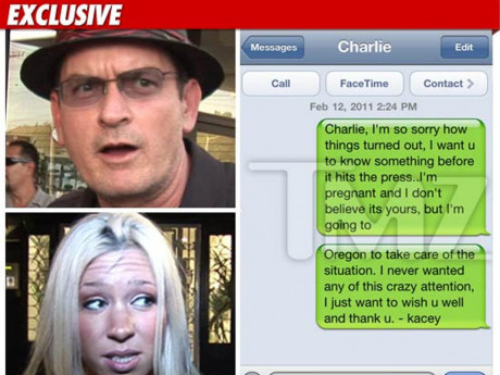 Charlie Sheen S Porn Pal Kacey Jordan Sends Text Message M